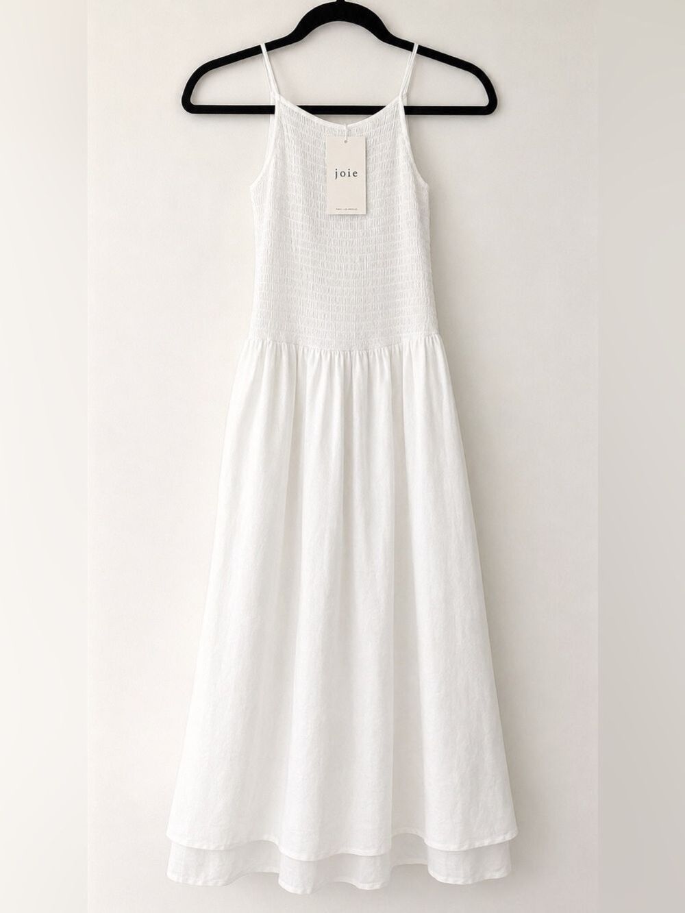 NWT Joie White Linen Blend Smocked Midi Dress Small Halter Resort Beach Wedding - Picture 2 of 7